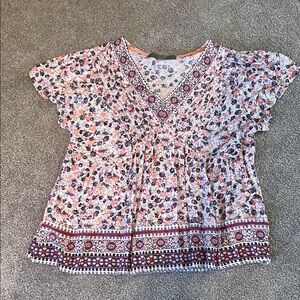 Floral V-Neck Women's Top